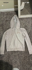 PINK Women's Gray Full-Zip Hooded Hoodie w/ Pockets Logo Fleece Size S