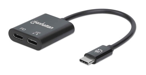 Manhattan Black Usb-C To Usb-C Audio Adapter And Usb-C (Inc Power Delivery). - Image 2