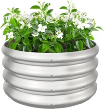 2x2x1ft Round Galvanized Raised Garden Bed Outdoor Metal Planter Box Raised Beds