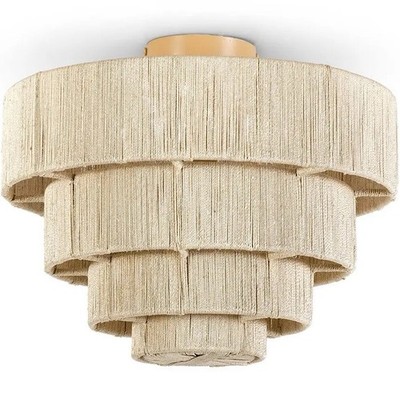 PALACEK Everly Semi Flushmount Chandelier Light Coastal 4-tier Fixture Rattan