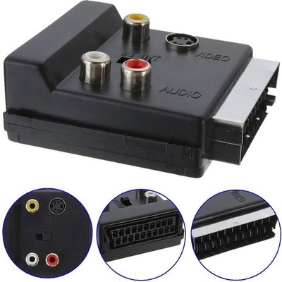 RGB Scart Male to 3x RCA Female + S-Video AV TV Audio Cable Converter Adapter