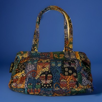 Laurel Burch Feline Tapestry Shoulder Bag Multicolor 13'' Cat Purse 