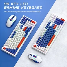 Gaming Keyboard And Mouse Wired Combo Colourful Backlight For Gamers Blue TBSO