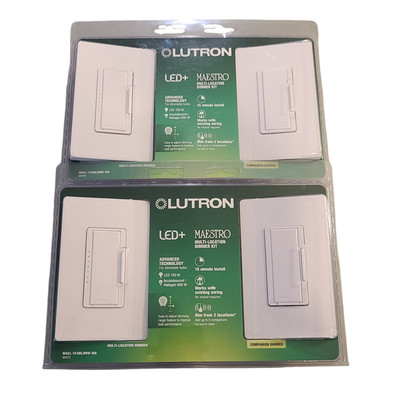 2 Pack Lutron Maestro LED+ Digital Dimmer Kit MACL-153MLRHW-WH White