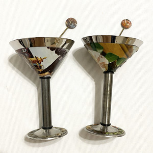 Metal Art Martini Glasses Pair Southern Born And Raised Flint Handmade Artisan