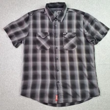 Dixxon Flannel Co Shirt Men's XL The Cruz Black Gray Plaid Button Up Bamboo