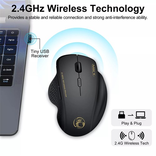 2.4GHz Wireless Optical Mice PC Gaming Mouse 6 Buttons & USB Receiver For Laptop - Afbeelding 6 van 6