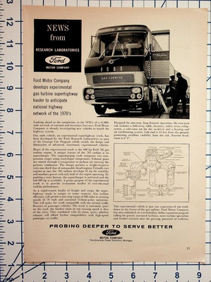 #ad Vintage Ford Gas Turbine Superhighway Truck Hauler Magazine Print 1960s $18.05
