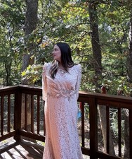 Beautiful Mac Duggal Dress 79397 NWT Size 12 Blush Floral Lace Embellished