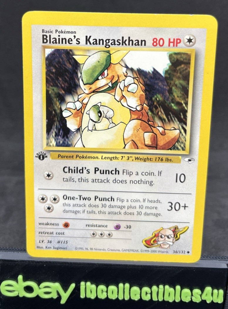 Pokemon Card Gym Heroes 1st Edition Blaine's Kangaskhan 36/132 Wotc 2000 NM F/S