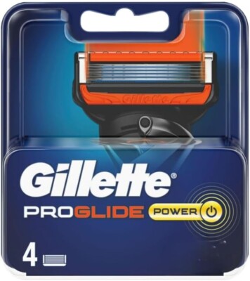 Pack De 4 Recharges Gillette ProGlide Power - 5 Lames, Compatible Fusion, Origine Allemagne