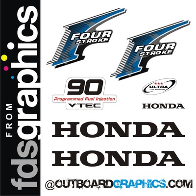 Honda 90hp 4 stroke outboard engine decals/sticker kit