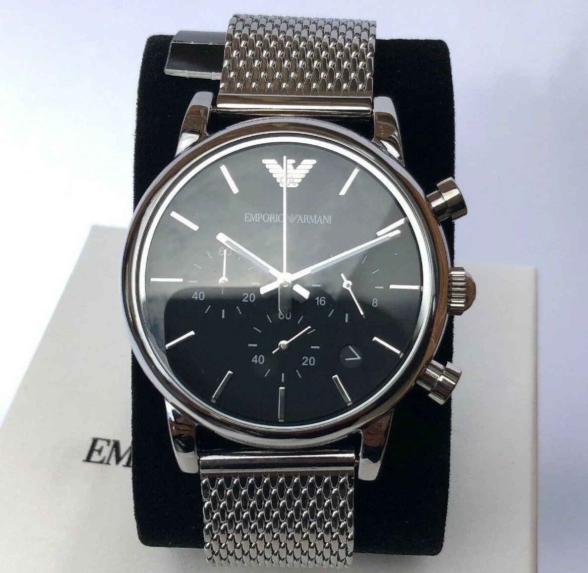 NEW EMPORIO ARMANI AR1811 MESH LUIGI STAINLESS STEEL MEN'S CHRONOGRAPH WATCH  | eBay