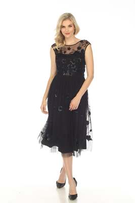Johnny Was Black Flower Beaded Sequined Mesh Maxi Dress Boho Chic R38523 |  eBay