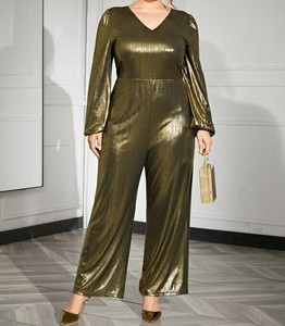 high neck bell sleeve wide leg jumpsuit with belt