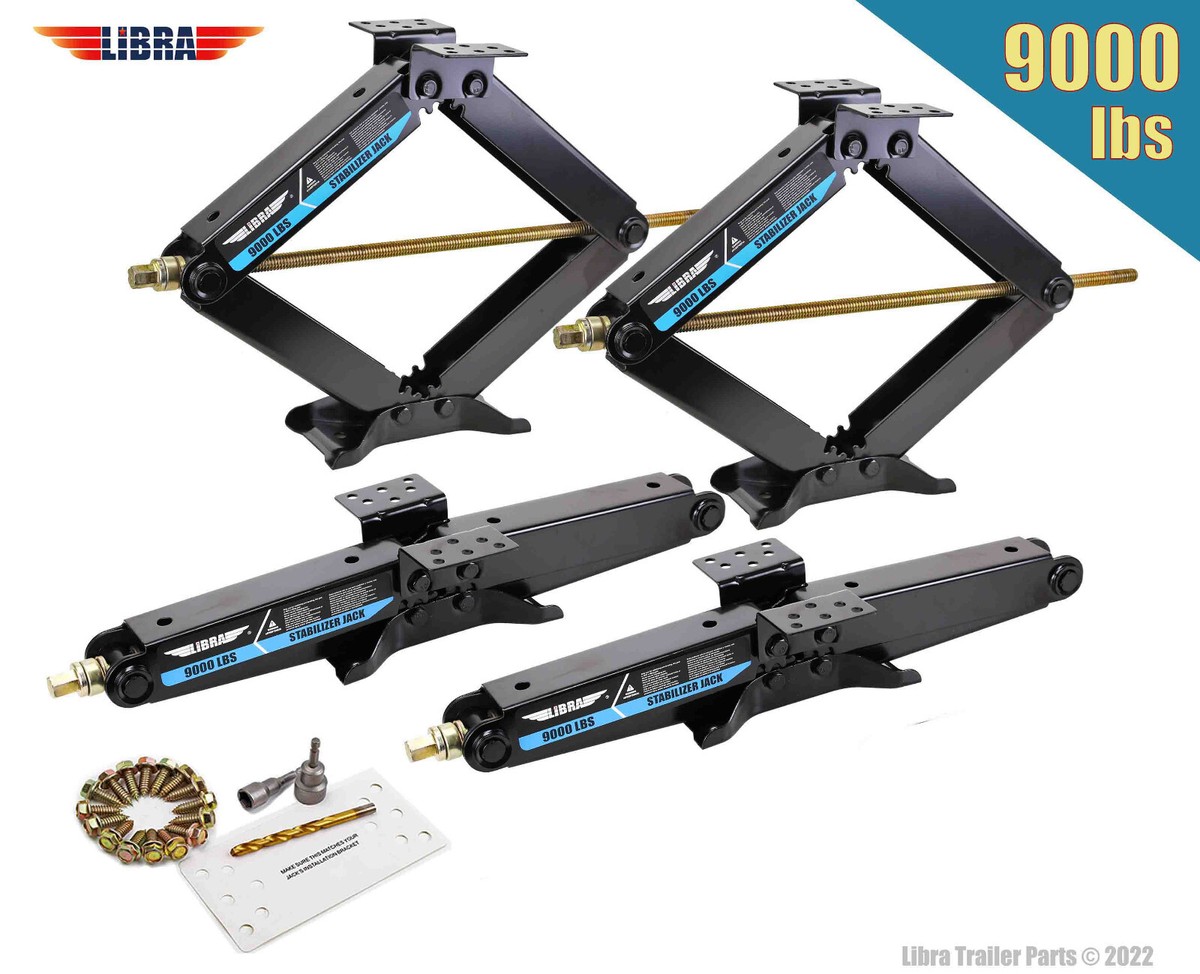 Set 4 HD 9000lb RV Stabilizer Leveling Scissor Jacks w/socket
