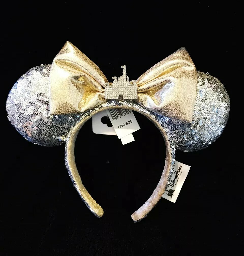 Disney Silver Sequin Sleeping Beauty Castle minnie Ears  display picture 3