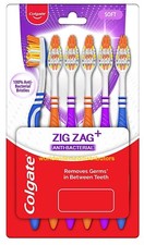 6x Colgate ZigZag Toothbrush Antibacterial Brush Soft Bristles Lot Of 6-FreeShip