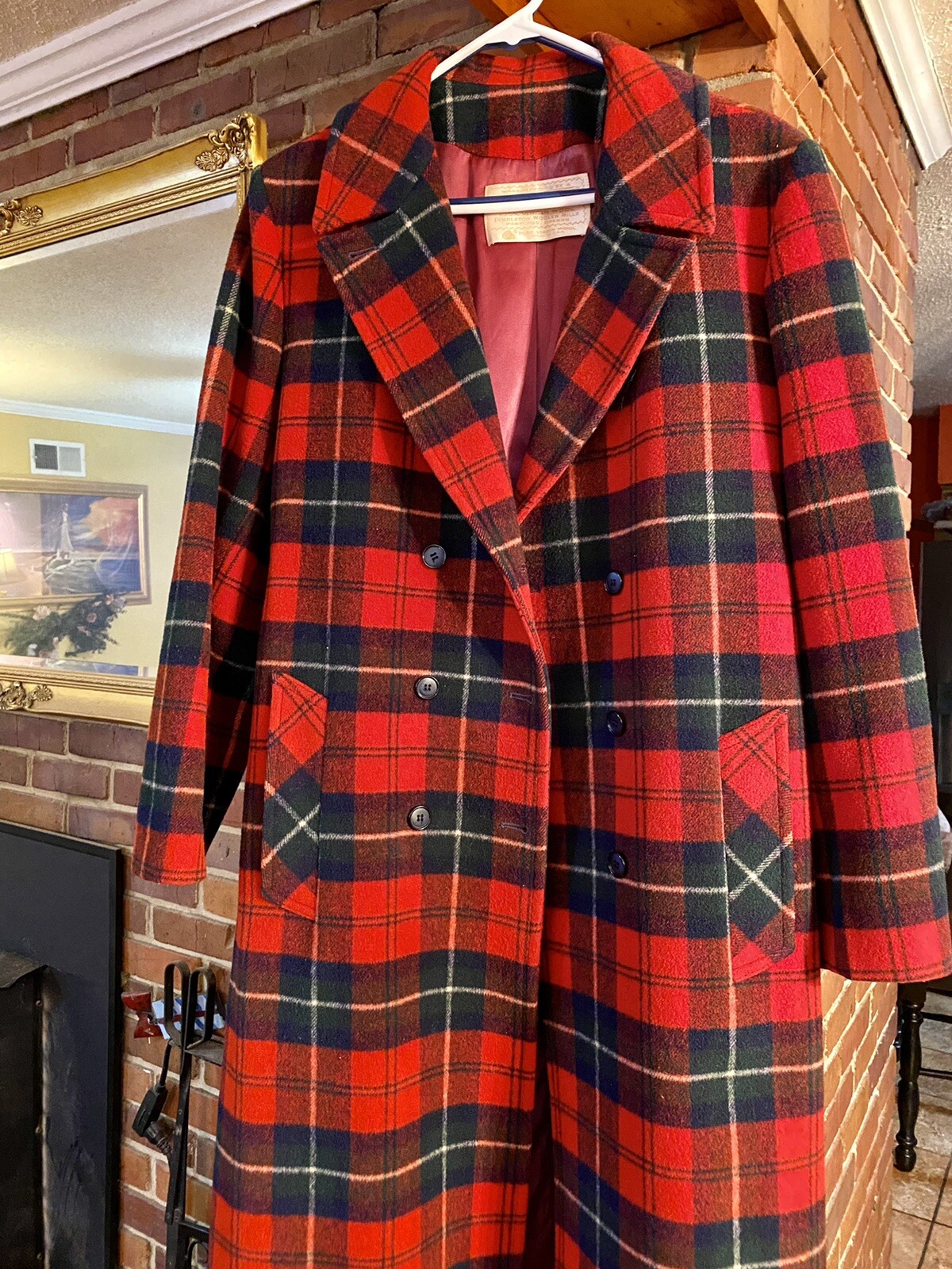Vintage Pendleton Wool Tartan Plaid Overcoat Coat Wom… Gem