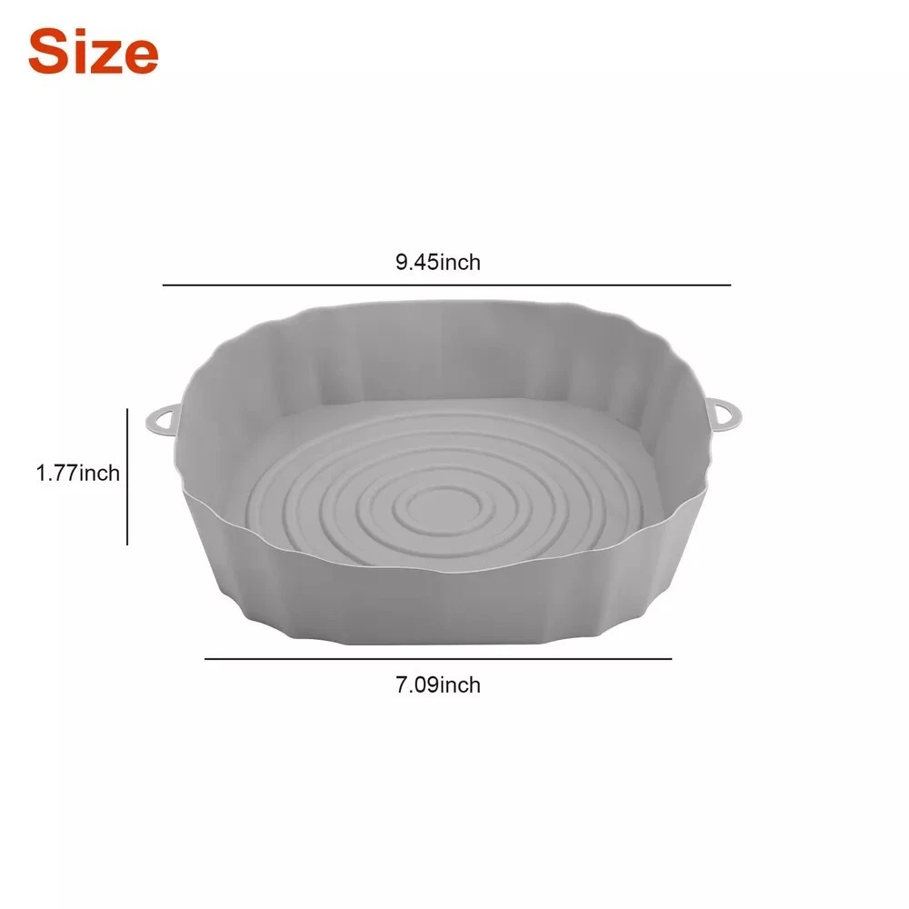 Air Fryer Silicone Pots Basket Liners Non-Stick Reusable Baking Tray Mats 2 PCS