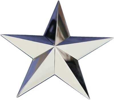  MULL 3.5'' Five Point Star 3d Auto Emblem (90mm, Chrome) 