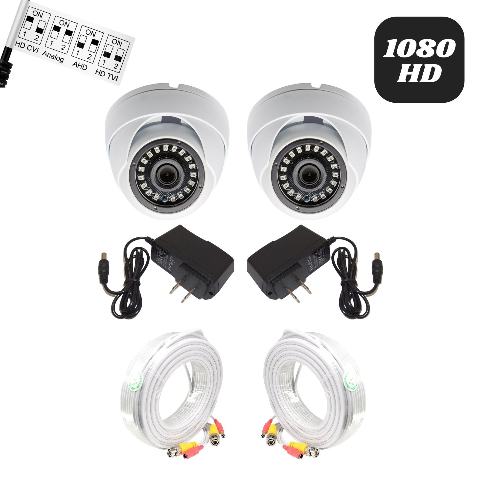 Evertech HD Dome Security Camera 50ft Video Power BNC Cable and 12V Power Supply