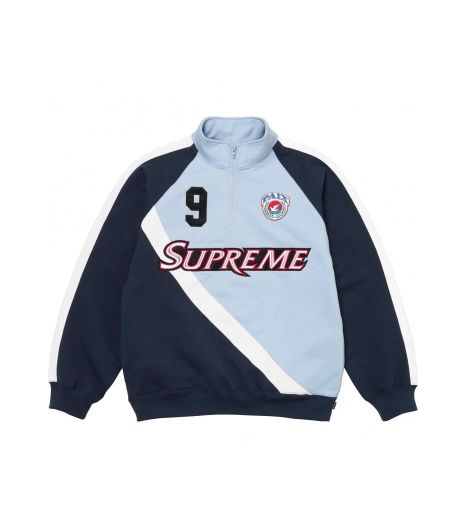 Supreme Equipe Half Zip Sweatshirt Unite Light Blue Size XL Supreme Equipe Half Zip Sweatshirt Unite Light Blue Size XL