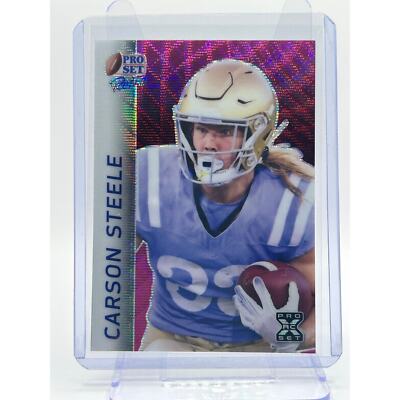 2024 Leaf Pro Set Retro Carson Steele Rookie Pink Wave 4/4 SSP XRC KC Chiefs