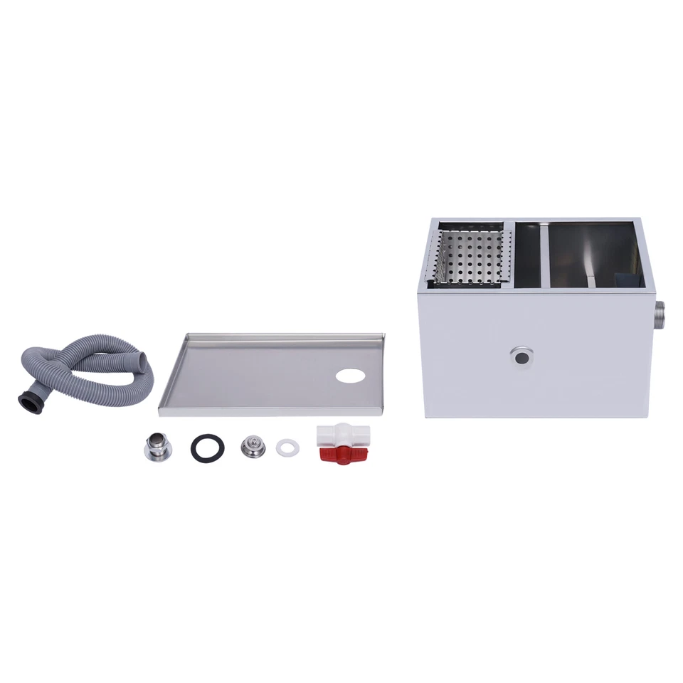 Trampa de grasa interceptora de grasa comercial de acero inoxidable debajo del fregadero trampa de grasa EE. UU. Foto 2 de 4