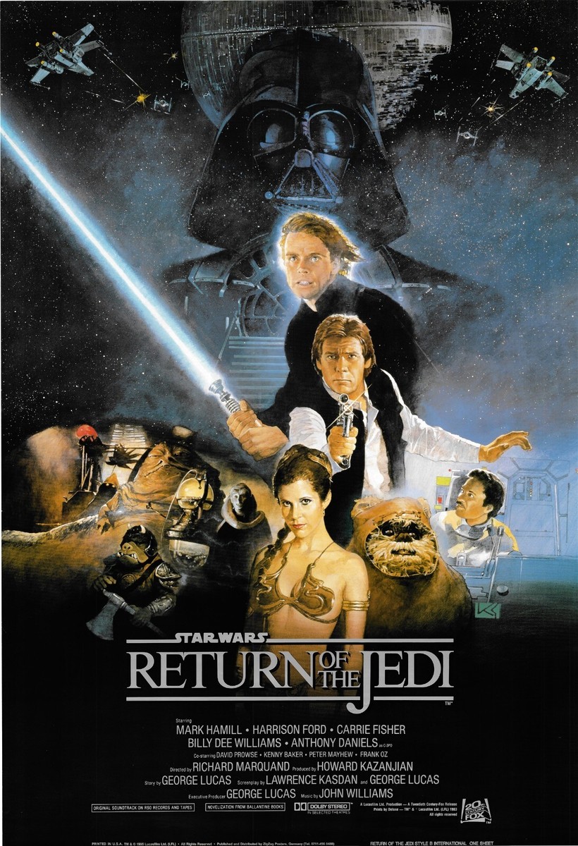 STAR WARS POSTER: Return of the Jedi 1983. Re-released in 1995