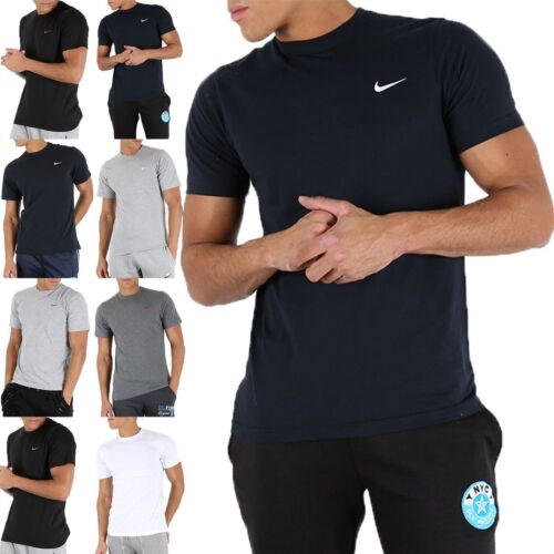 Nike Mens T Shirt Half Sleeve Gym Cotton Sports Crew Neck Jogging Casual Top  - Afbeelding 1 van 22