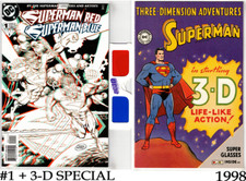 SUPERMAN RED / SUPERMAN BLUE 1 1998 -INCL 3-D GLASSES SUPERMAN 3-D REPRINT-