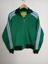 Vintage ACE Track Jacket Mens S Small Green Stripe Full Zip High Neck 90s Y2K