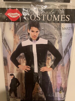 New Coquette Long Sleeve Sexy Priest Costume Shirt L/XL Shirt Only