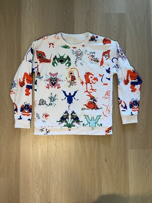 Kikillo Pixel Monster Sweatshirt All Over Print Cartoon Medium 