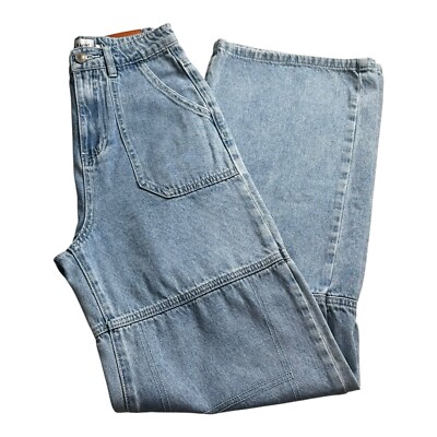 Princess Polly Xx Baggy Wide Leg High Rise Light Blue Jeans- Size