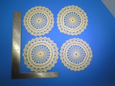 Vintage Textile Crocheted White Doily Set of Four Coasters Filigree Design VT76