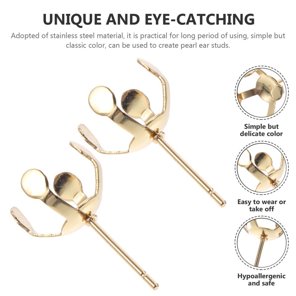 20 Pcs Earring Studs for Jewelry Making DIY Accessories Pearl Claw