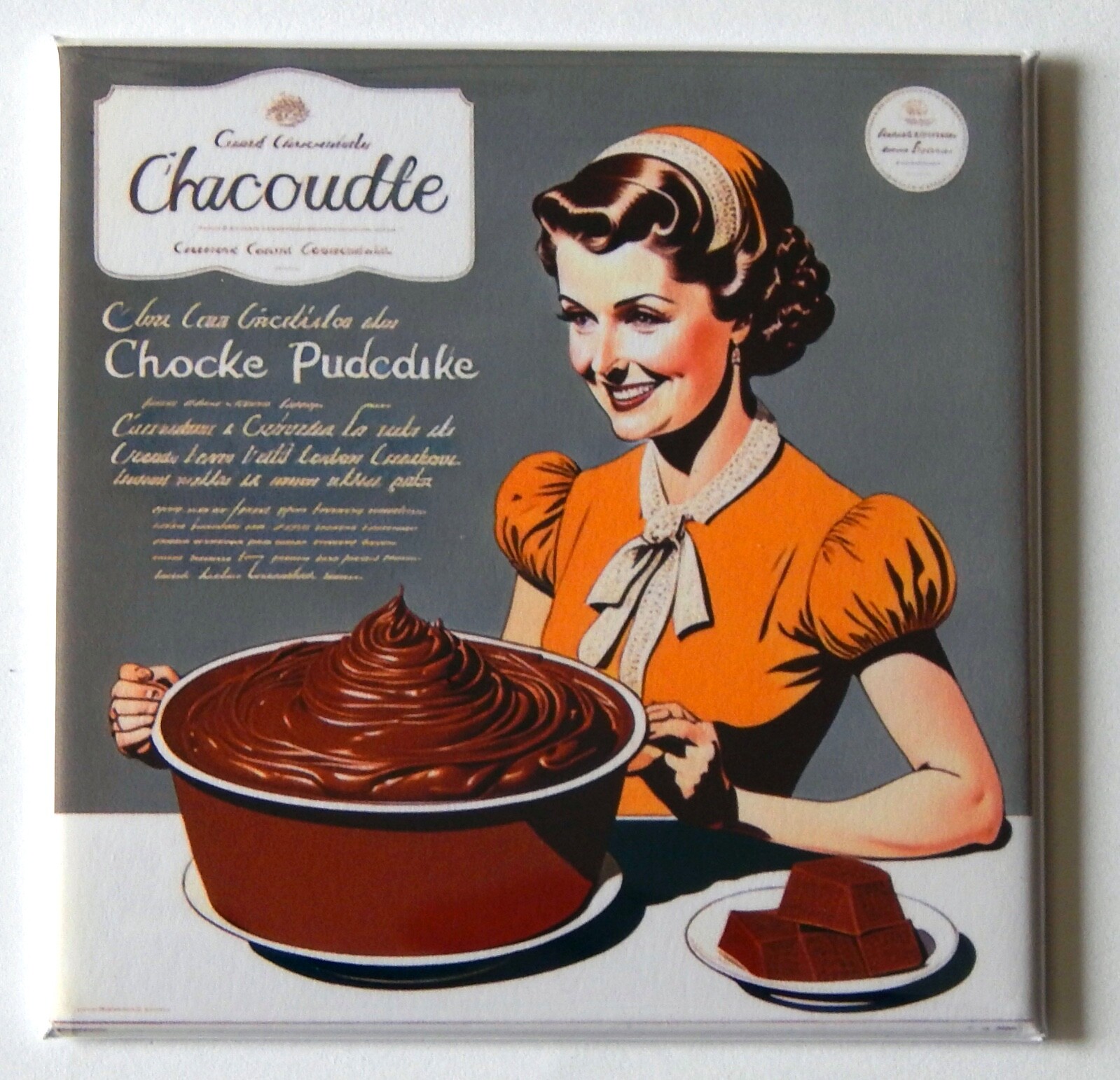 Woman with Chocolate Pudding FRIDGE MAGNET "style B"