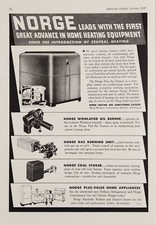 1937 Print Ad Norge Home Heating Equipment Furnaces,Coal Stoker Detroit,Michigan