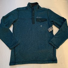 Eddie Bauer Pullover Knit Fleece Mens Small Radiator 2.0 Snap Teal New NWT
