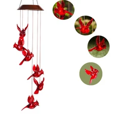 Solar Wind Chimes Lights LED Color Changing Hanging Birds Lamp Garden Home Decor