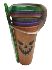 Halloween Tumblers Glow In The Dark Cup Straw Reusable 4-Pack 25 Oz Seasonal NEW