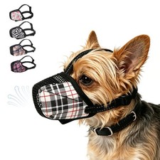 KOOLTAIL Dog Muzzle, Soft Muzzle for Small Medium Large Small, Beige Plaid