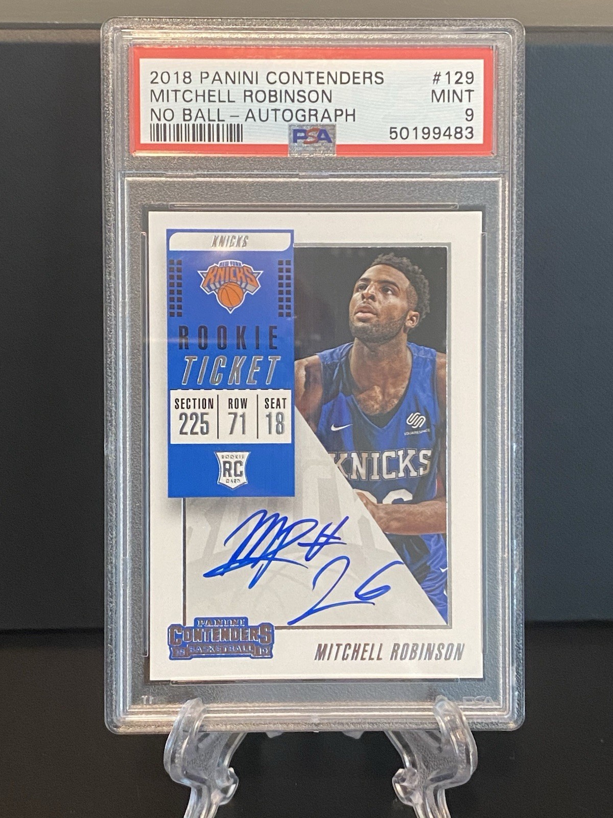 2018-19 Panini Contenders Mitchell Robinson Variation Rookie Ticket Auto PSA 9