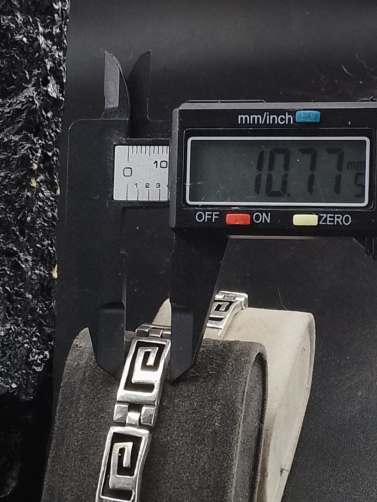 Mens Heavy Sterling Silver Greek Key Bracelet Snap Clasp 9", 45g. Taxco Vintage image 5