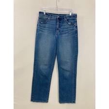 Express Straight Ankle Jeans size 10 Medium Wash High Rise Light Distressed