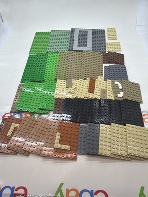 Lot of 47 Lego Base Plates Green Tan Brown 8x16 6x8 8x8 6x10 16x16 MOC Earth
