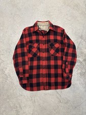 Vintage 50s 60s Pilgrim Buffalo Plaid Wool Flannel Shirt Big Size Large/XL 24x31