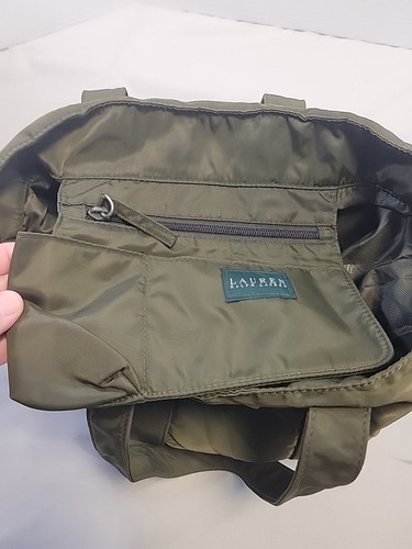 Lauren Ralph Lauren Tote/ Purse Olive Green LRL Embroidered Monogram Logo - Picture 8 of 12
